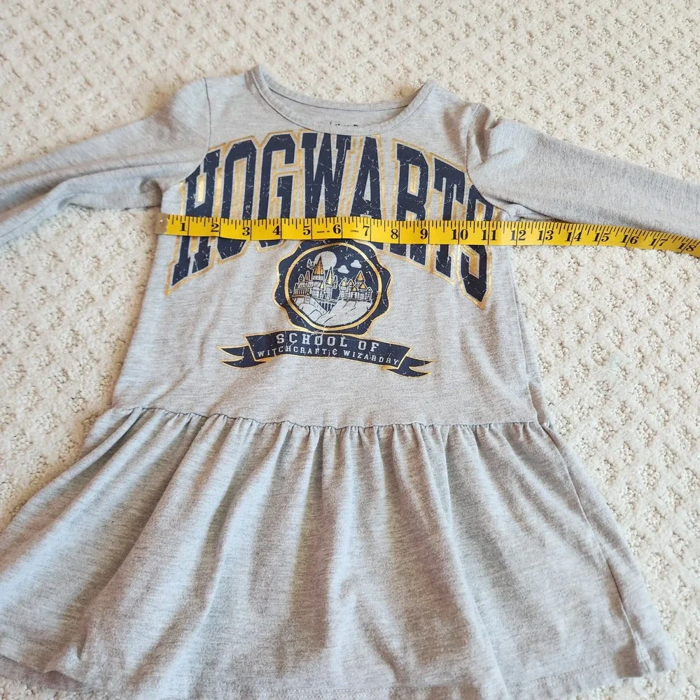 Harry‎ Potter Hogwarts School Gray Long Sleeve Ruffle Dress Girls size 4T